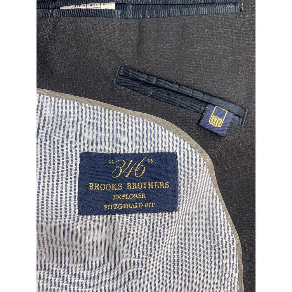 Brooks Brothers Suit Jacket 42 R Gray Wool Explorer Regent Fit Premium Sport